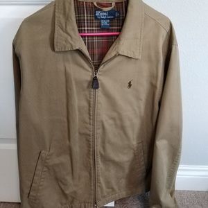 Mens large khaki Polo Ralph Lauren zip up jacket